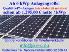 Top Photovoltaikanlagen ab 6 kWp Anlagengröße 1. 050 00Euro netto/kWp